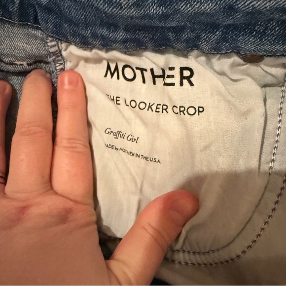 Mother The Looker Crop Distressed Medium Wash Jeans in Graffiti Girl Sz 27 - Picture 7 of 15